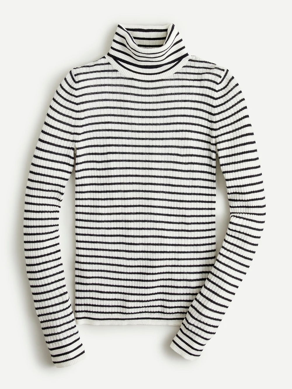 NWT J. Crew Featherweight Ribbed Cashmere Turtleneck Sweater in Stripe
